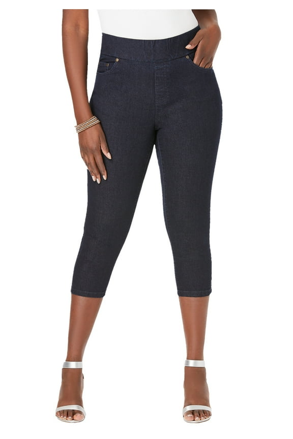 Women's Plus Size Comfort Waist Stretch Denim Capris