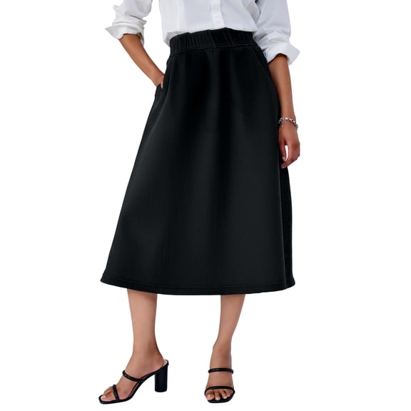 Jessica London Women's Plus Size Comfort Waist Stretch Denim Swing Skirt