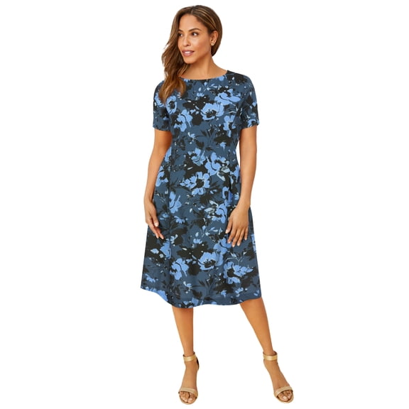Jessica London Women's Plus Size Crepe Fit And Flare Dress