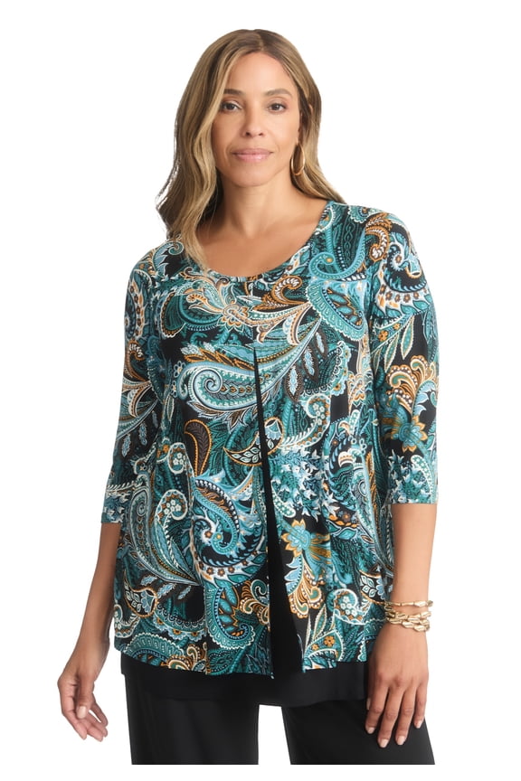 Women's Plus Size Crew Neck Double Layered Tunic