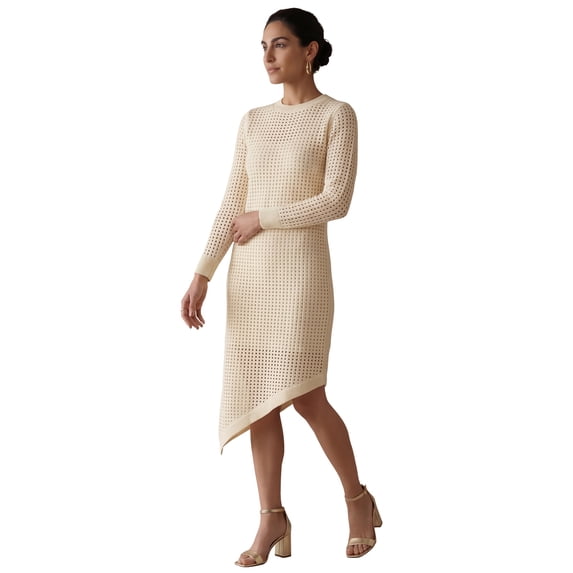 Jessica London Women's Plus Size Crochet Asymmetrical Hem Midi Dress