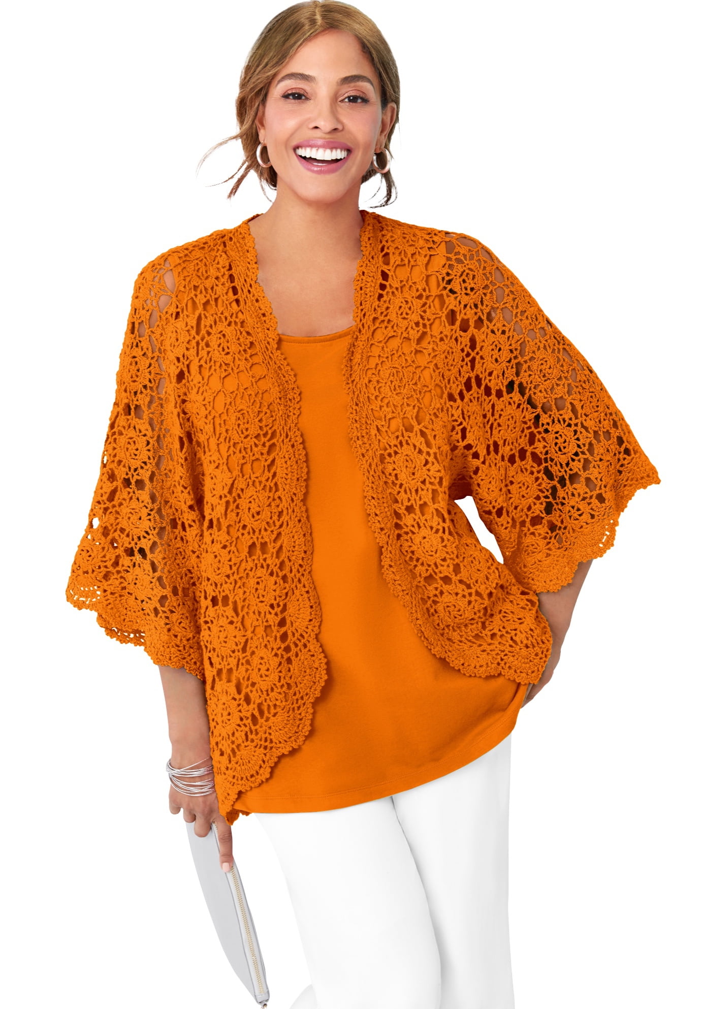 Jessica London Women s Plus Size Crochet Cardigan