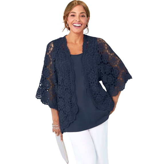 Jessica London Women's Plus Size Crochet Cardigan