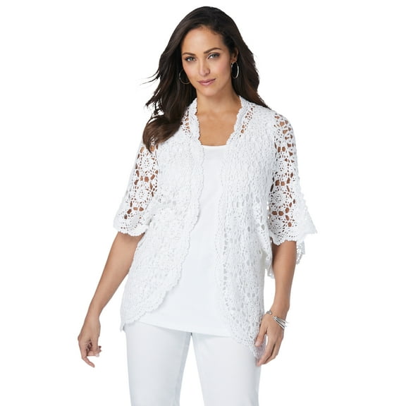 Jessica London Women's Plus Size Crochet Cardigan