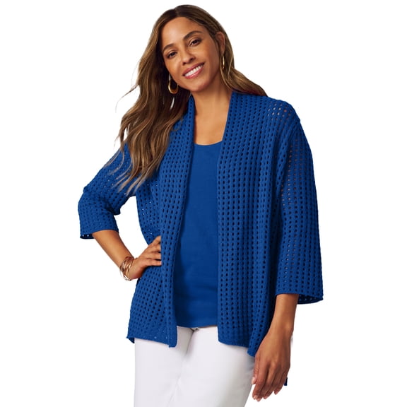 Jessica London Women's Plus Size Crochet Cardigan