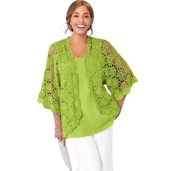 Jessica London Women's Plus Size Crochet Cardigan