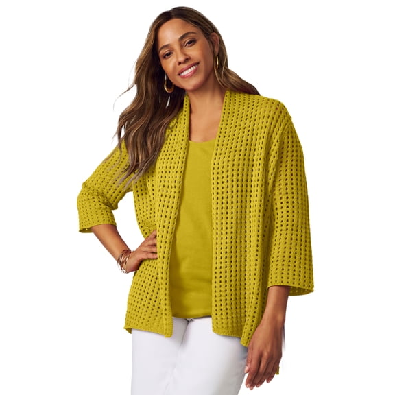 Jessica London Women's Plus Size Crochet Cardigan