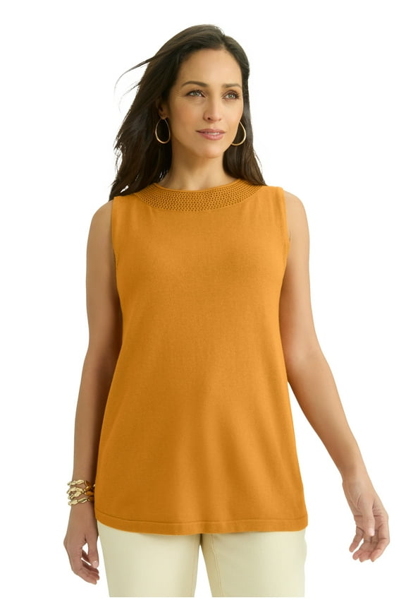 Women's Plus Size Crochet Trim Shell