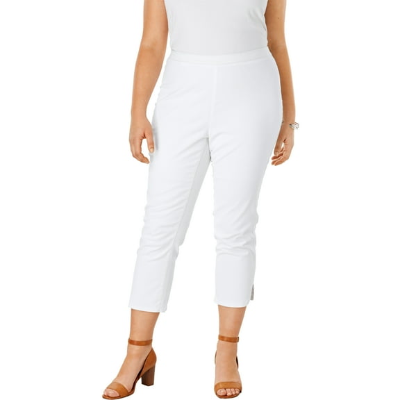 Jessica London Women's Plus Size Curved Hem Crop Stretch Jeans Capri Pants