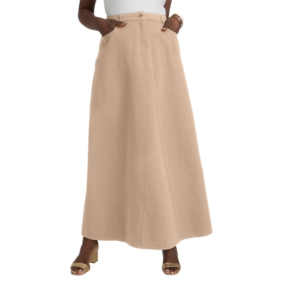 Jessica London Women's Plus Size Denim Inset Maxi Skirt