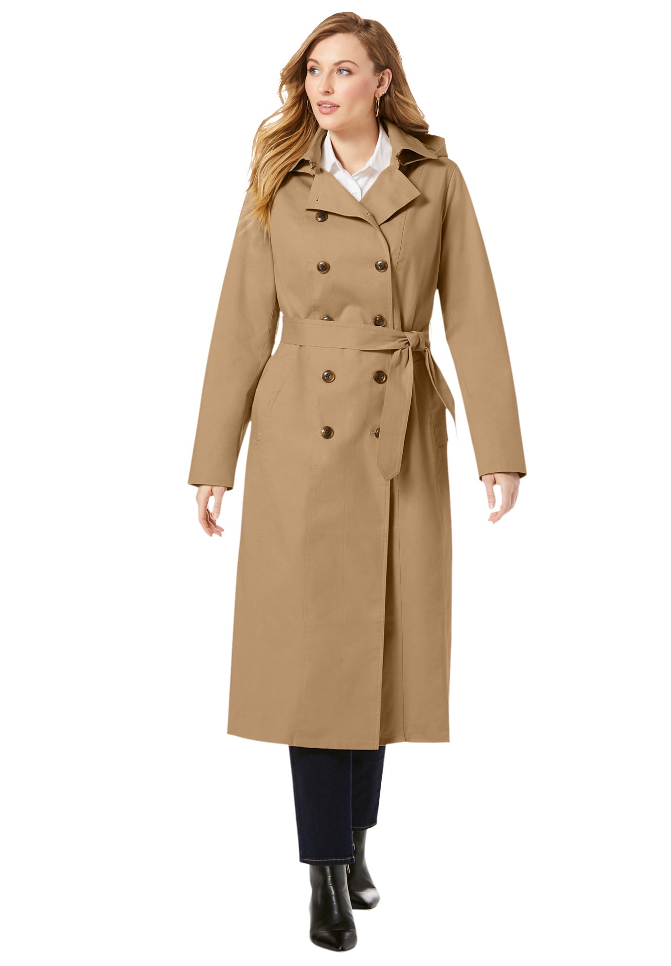 Womens Relaxed Fit Double Breasted Real Brown Leather Trench Coat