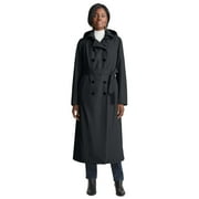 Jessica London Women's Plus Size Double Breasted Long Trench Raincoat - 14 W, Black