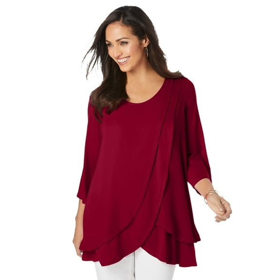Jessica London Women's Plus Size Double Layer Tunic