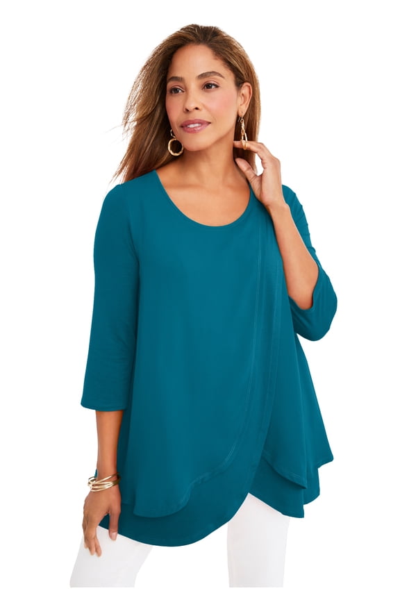 Women's Plus Size Double Layer Tunic