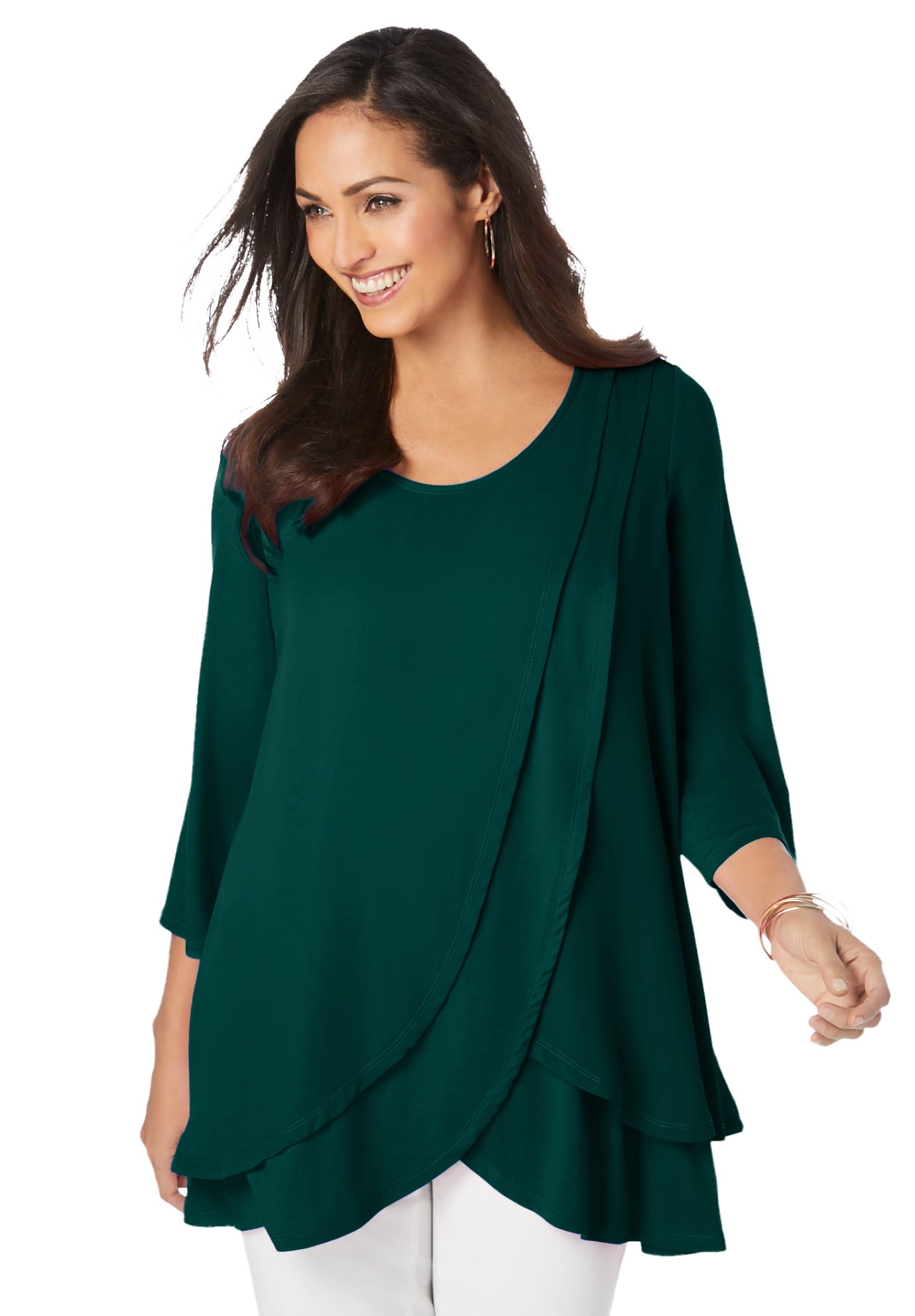Jessica London Women's Plus Size Double-Layer High-Low Tunic - Walmart.com