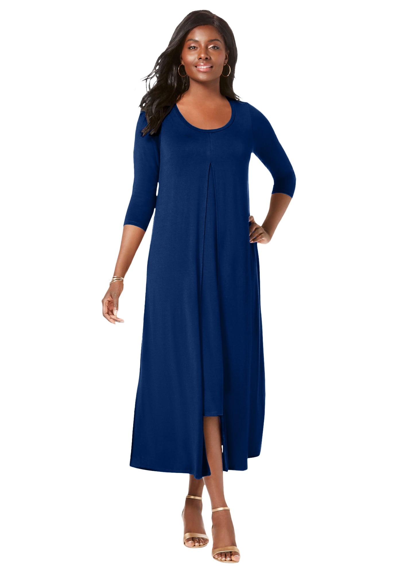 Jessica London Women's Plus Size Double Layered Dress - Walmart.com