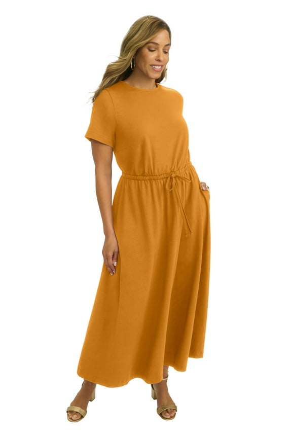 Women's Plus Size Drawstring Maxi Dress