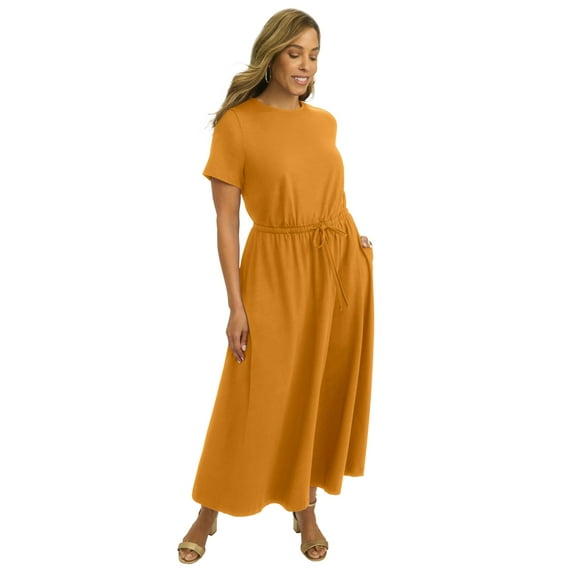 Jessica London Women's Plus Size Drawstring Maxi Dress