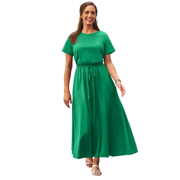 Jessica London Women's Plus Size Drawstring Maxi Dress