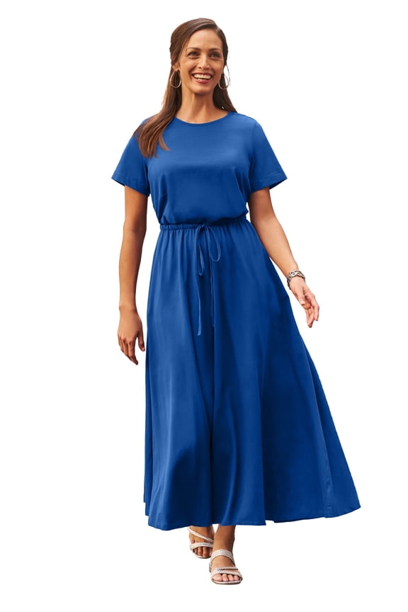 Women's Plus Size Drawstring Maxi Dress