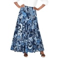 thumbnail image 1 of Jessica London Women's Plus Size Elastic Waist Cotton Flowing Maxi Crinkled Skirt, 1 of 6