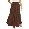 thumbnail image 1 of Jessica London Women's Plus Size Elastic Waist Cotton Flowing Maxi Crinkled Skirt, 1 of 2