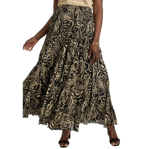 Jessica London Women's Plus Size Petite Flowing Crinkled Maxi Skirt