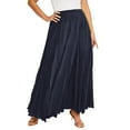 thumbnail image 1 of Jessica London Women's Plus Size Elastic Waist Cotton Flowing Maxi Crinkled Skirt, 1 of 5