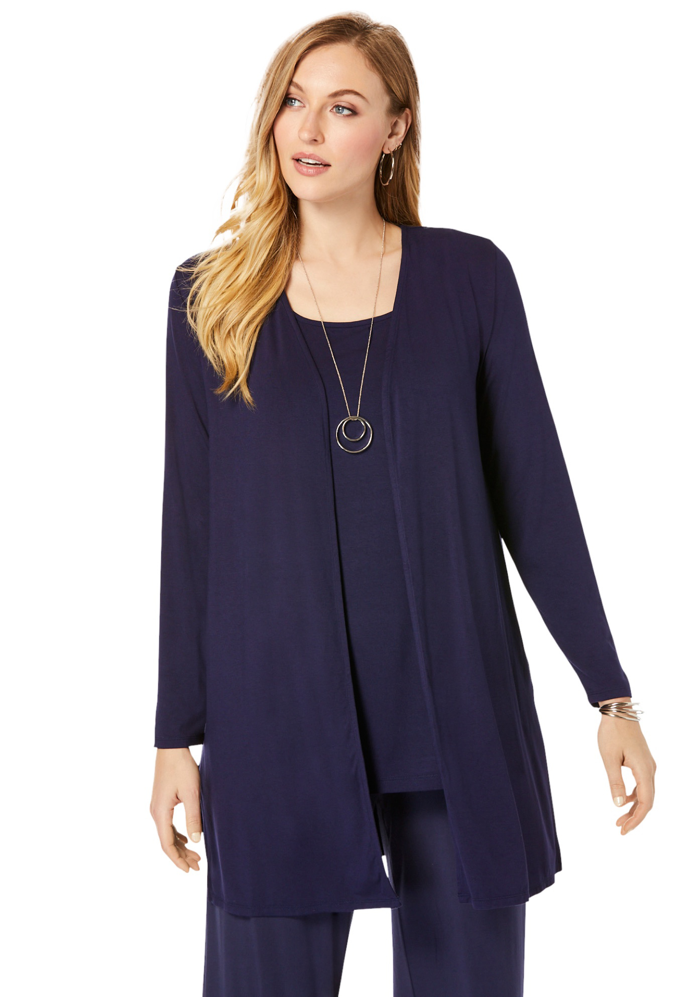 Jessica London Women's Plus Size Everyday Stretch Knit Open Front Cardigan Cardigan - image 1 of 6