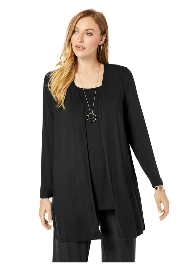 Women's Plus Size Everyday Stretch Knit Open Front Cardigan