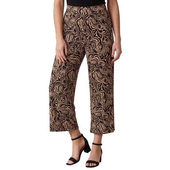 Jessica London Women's Plus Size Everyday Stretch Knit Wide Leg Crop Pant