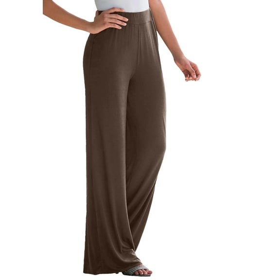 Jessica London Women's Plus Size Everyday Stretch Knit Wide Leg Pant