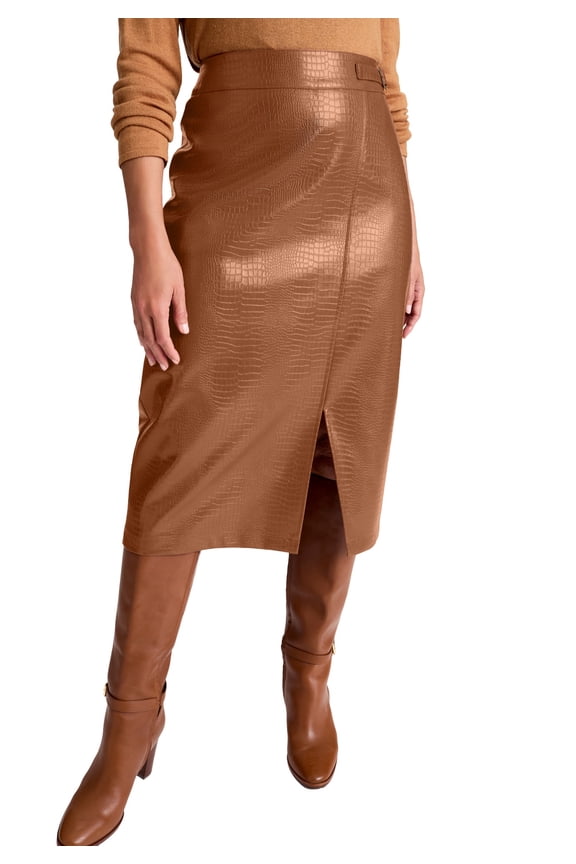 Women's Plus Size Faux Leather Croc Wrap Skirt