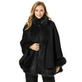 thumbnail image 1 of Jessica London Women's Plus Size Faux Fur Trim Wool Cape, 1 of 4