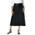 thumbnail image 1 of Jessica London Women's Plus Size Faux Leather Midi Skirt, 1 of 5