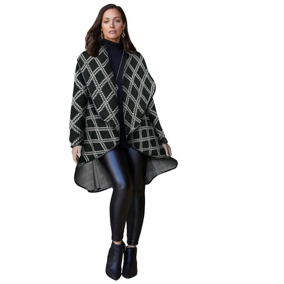 Jessica London Women's Plus Size Faux Leather-Trim Sweater