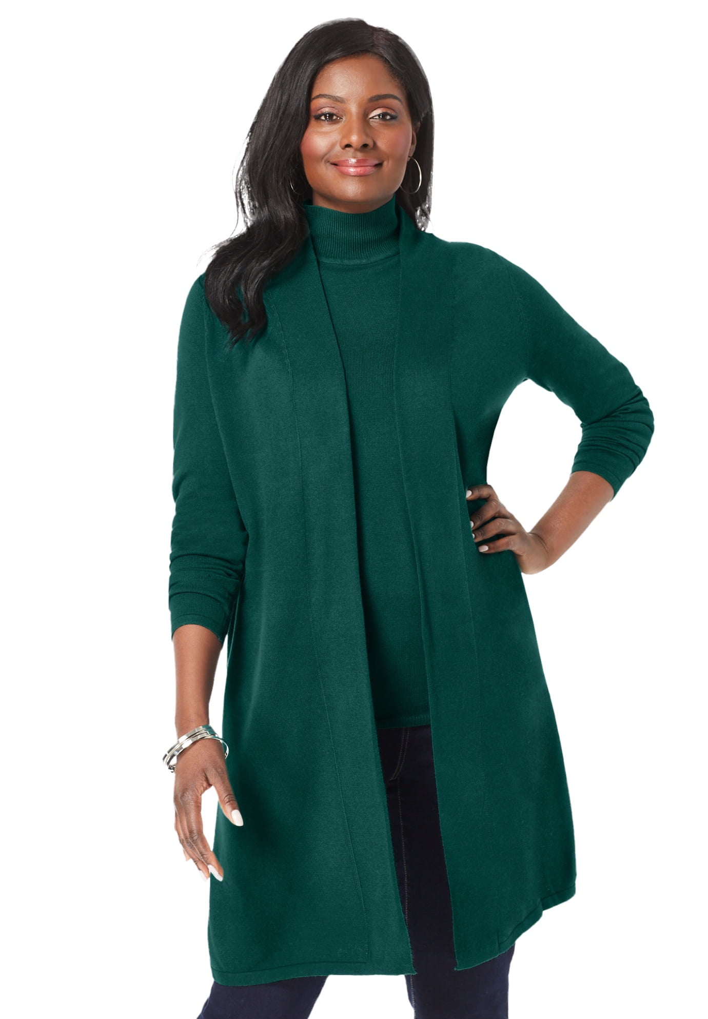 Green open front sweater cheap