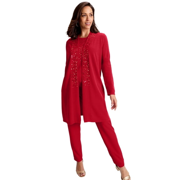 Jessica London Women's Plus Size Fine Gauge Cardigan Long Open Front Sweater