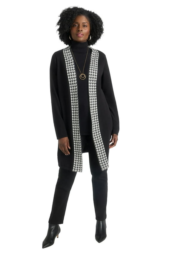 Women's Plus Size Fine Gauge Cardigan Long Open Front Sweater