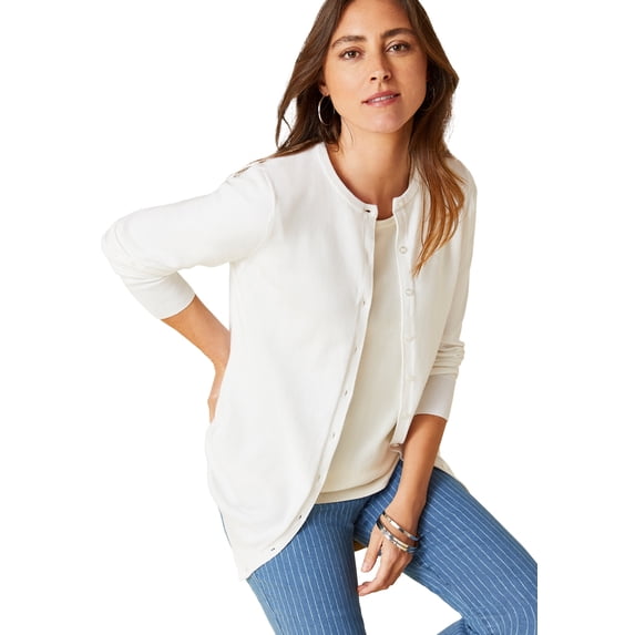 Jessica London Women's Plus Size Fine Gauge Button-Front Cardigan