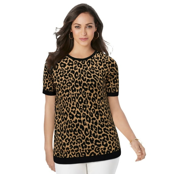 Jessica London Women's Plus Size Fine Gauge Crewneck Knit Shell
