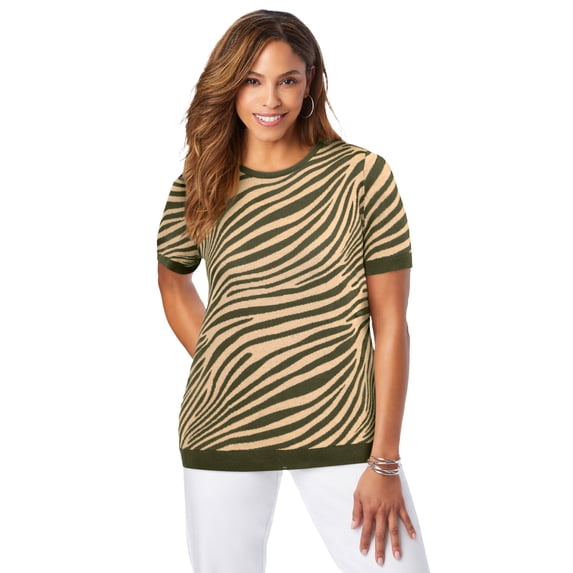 Jessica London Women's Plus Size Fine Gauge Crewneck Shell