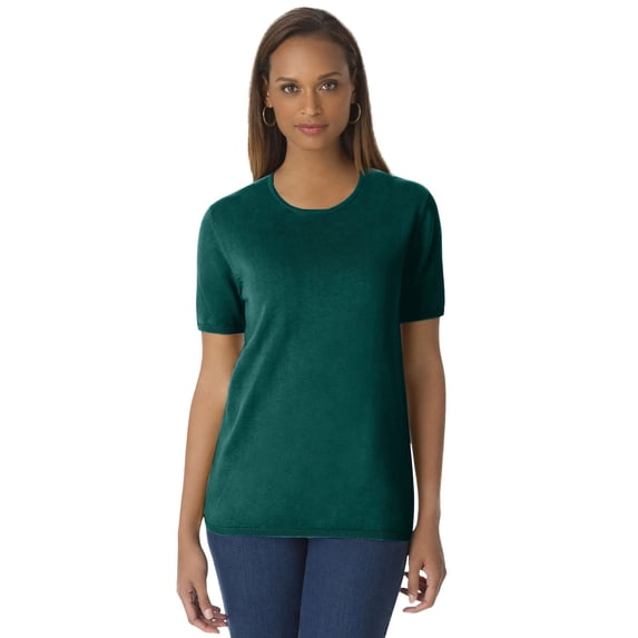 Jessica London Women's Plus Size Fine Gauge Crewneck Shell