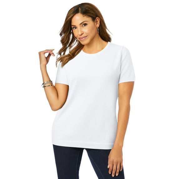 Jessica London Women's Plus Size Fine Gauge Crewneck Knit Shell