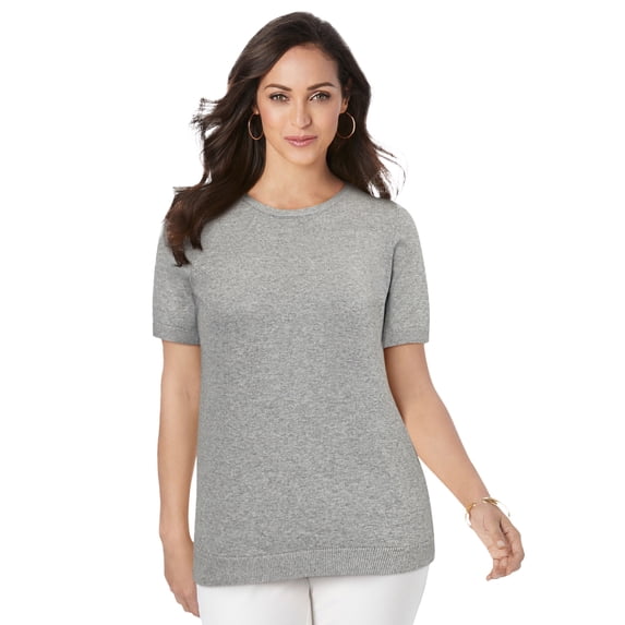 Jessica London Women's Plus Size Fine Gauge Crewneck Shell