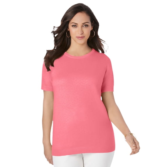Jessica London Women's Plus Size Fine Gauge Crewneck Shell
