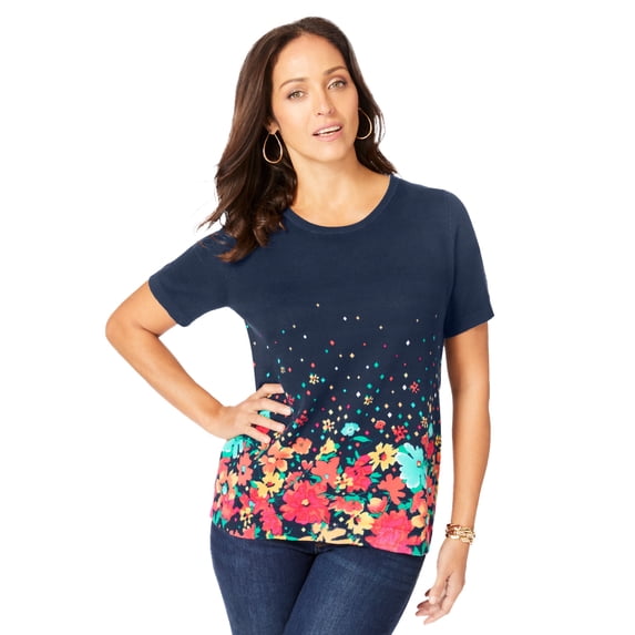 Jessica London Women's Plus Size Fine Gauge Crewneck Shell