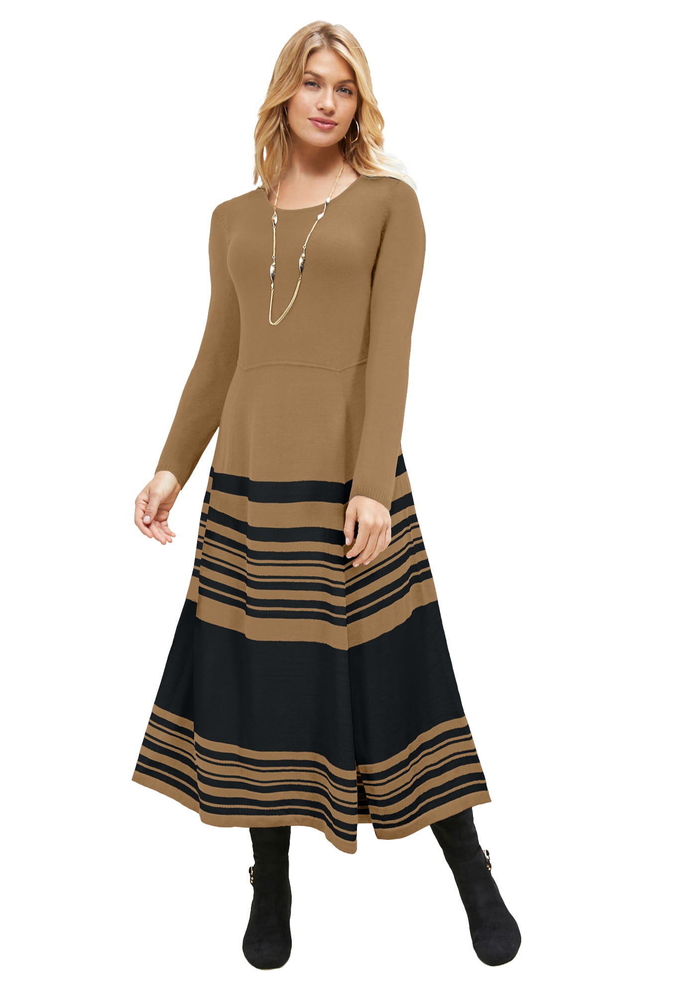 Jessica London Women's Plus Size Fit And Flare Sweater Dress Jessica London Women's Plus Size Fit And Flare Sweater Dress