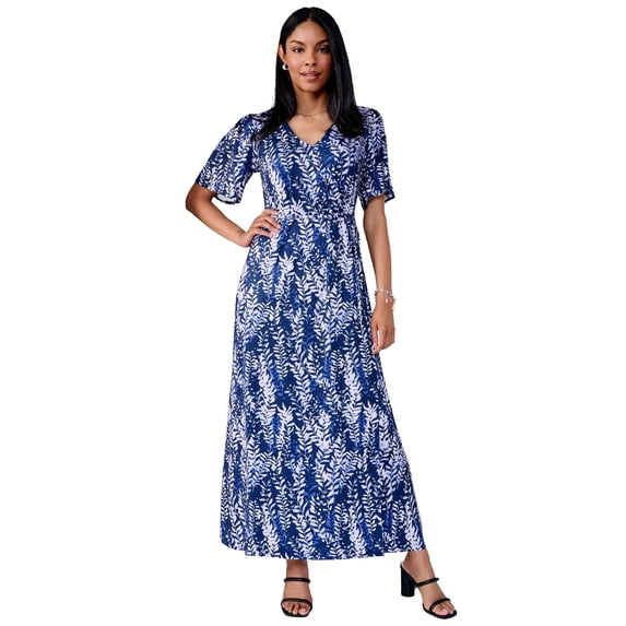 Jessica London Women's Plus Size Stretch Knit Wrap Maxi Dress