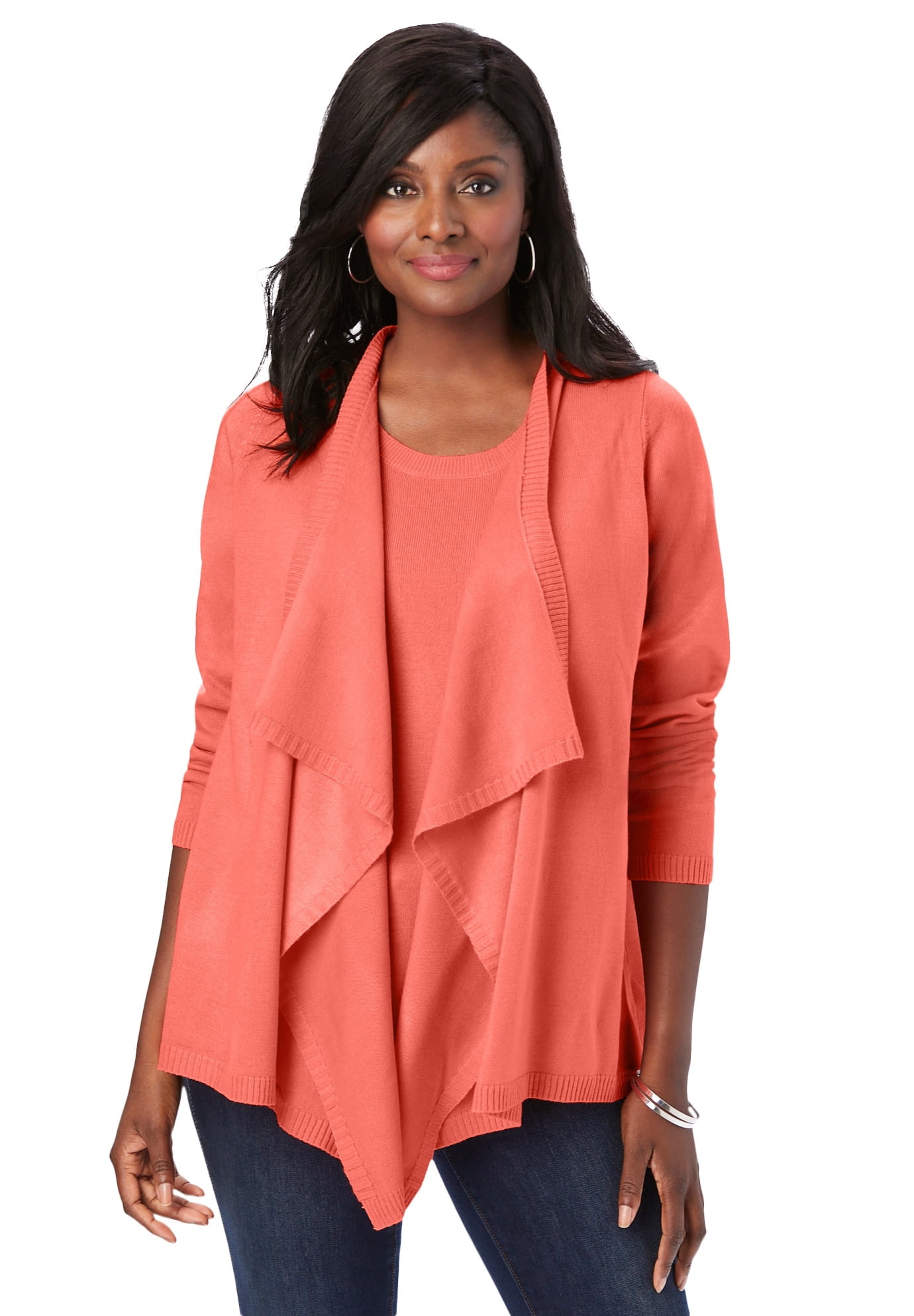 Plus size shop coral cardigan